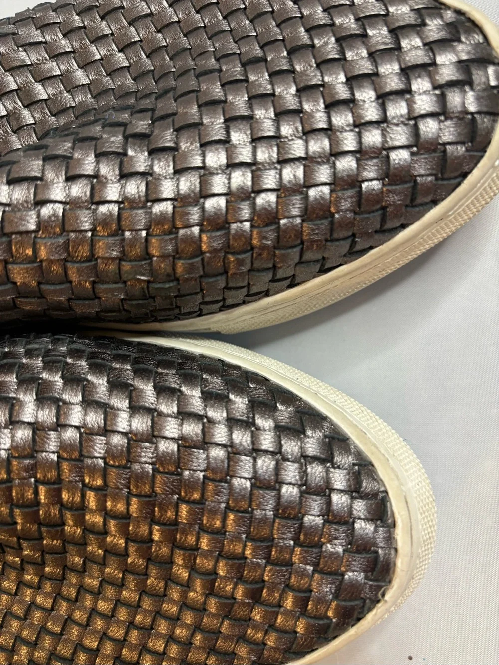 J Slides Bronze Woven Slip-On Sneakers